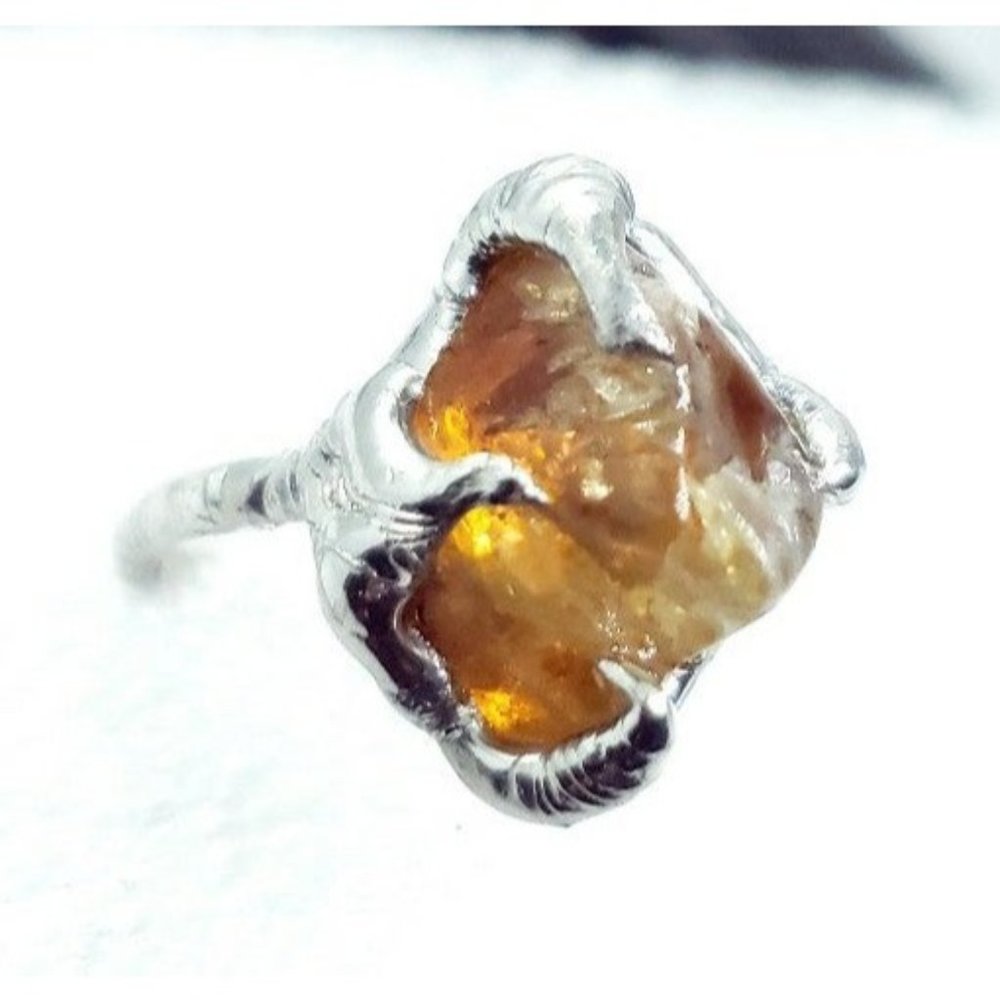 Citrine crystal ring handmade